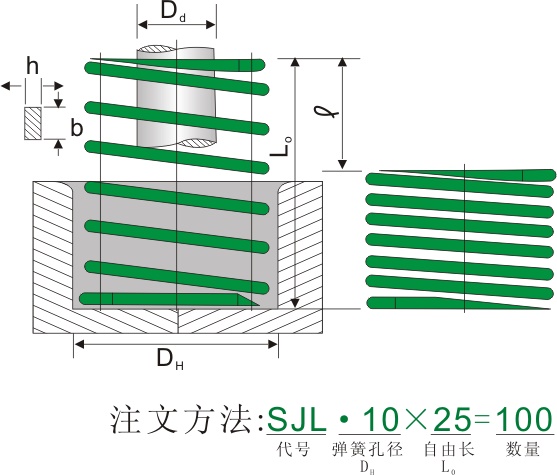 SJL绿色弹簧尺寸图